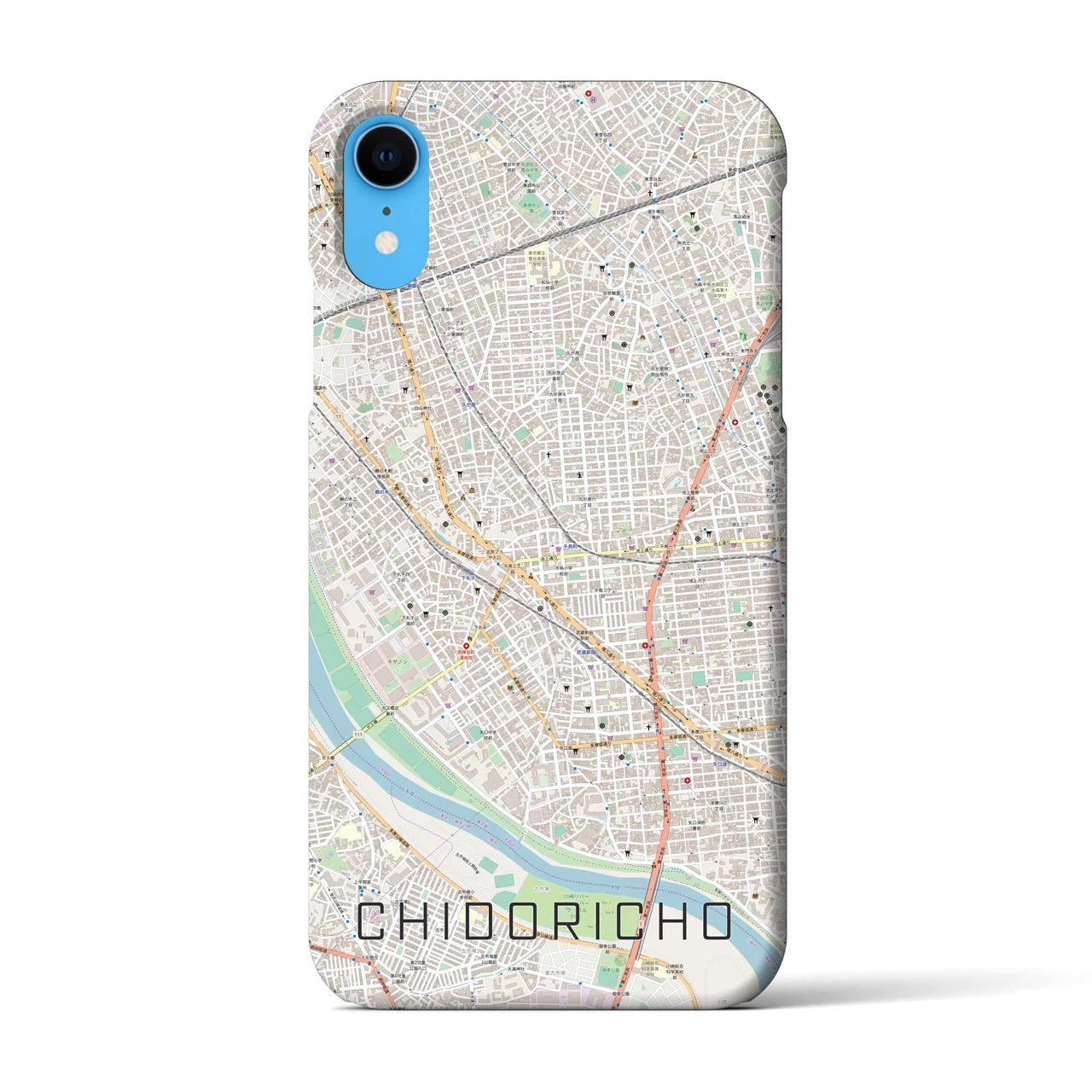 【千鳥町】地図柄iPhoneケース（バックカバータイプ・ナチュラル）iPhone XR 用