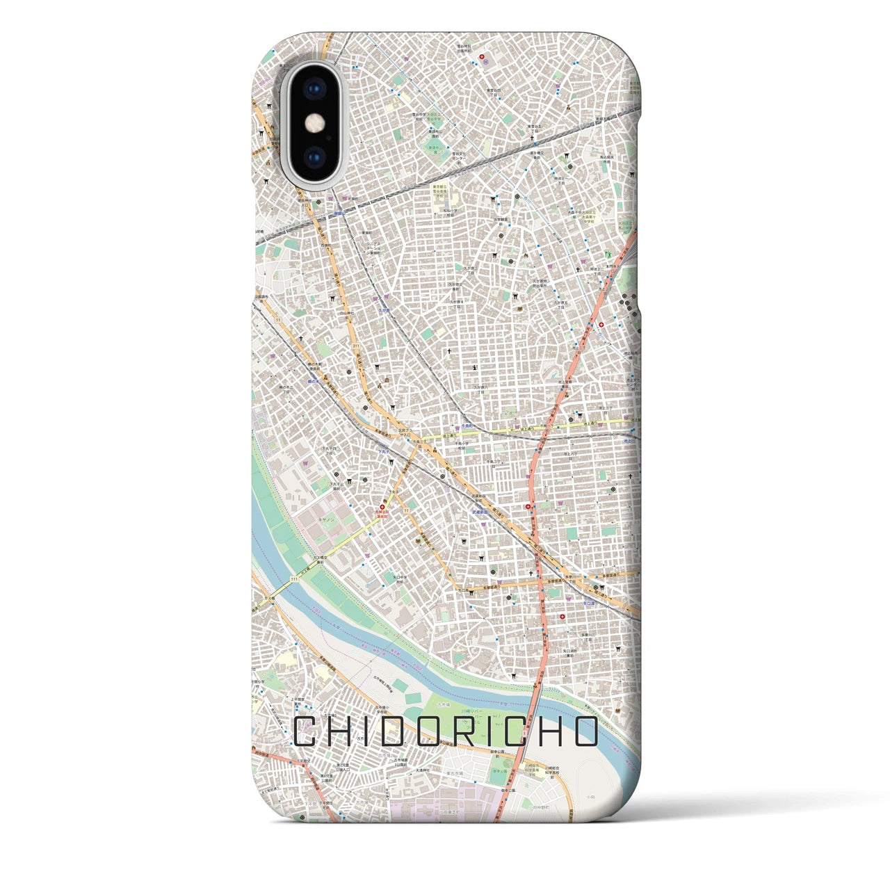 【千鳥町】地図柄iPhoneケース（バックカバータイプ・ナチュラル）iPhone XS Max 用