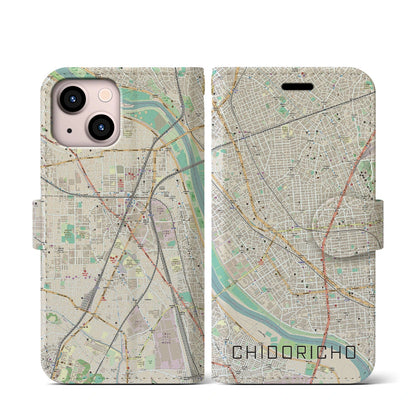 【千鳥町（東京都）】地図柄iPhoneケース（手帳タイプ）ナチュラル・iPhone 13 mini 用