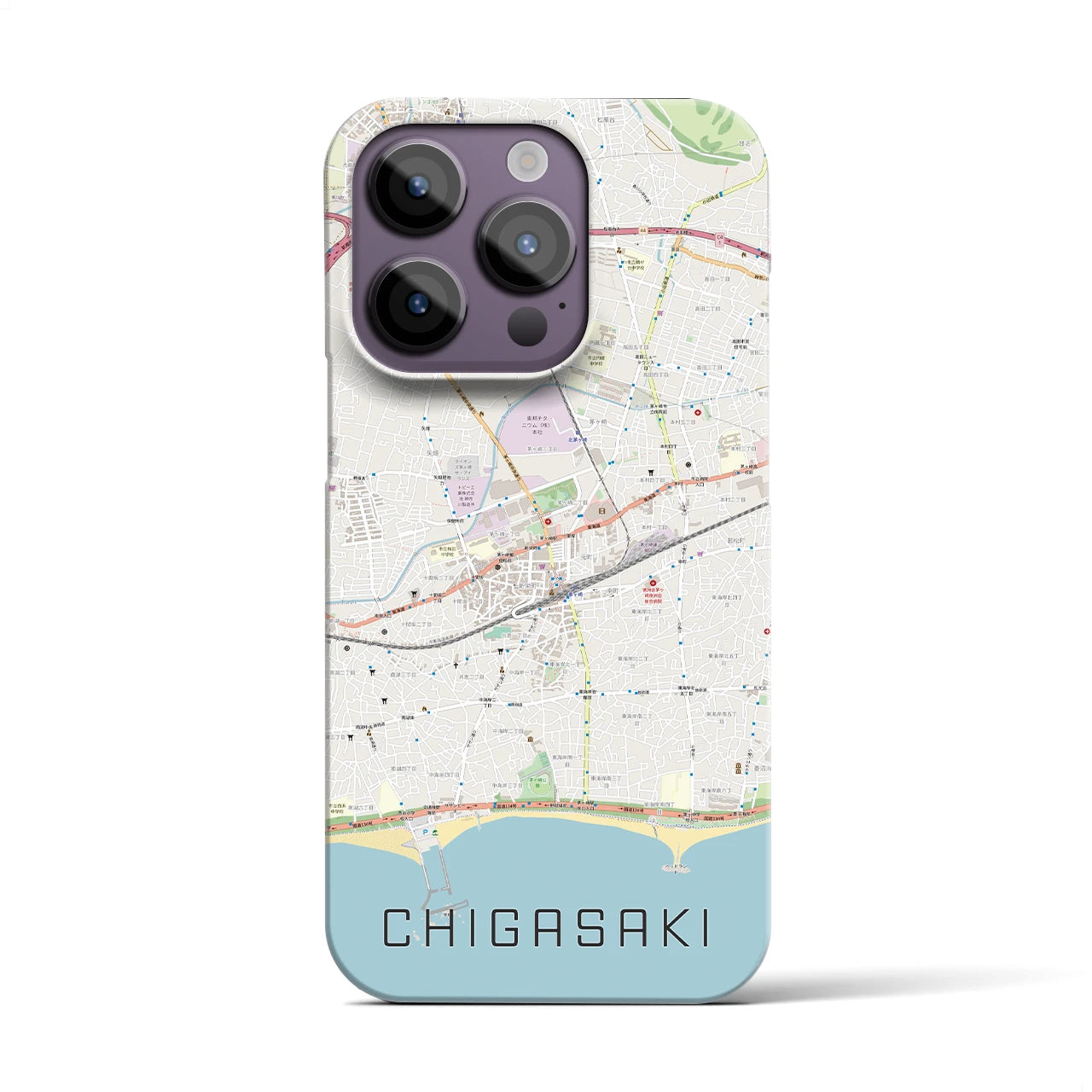 【茅ヶ崎2】地図柄iPhoneケース（バックカバータイプ・ナチュラル）iPhone 14 Pro 用