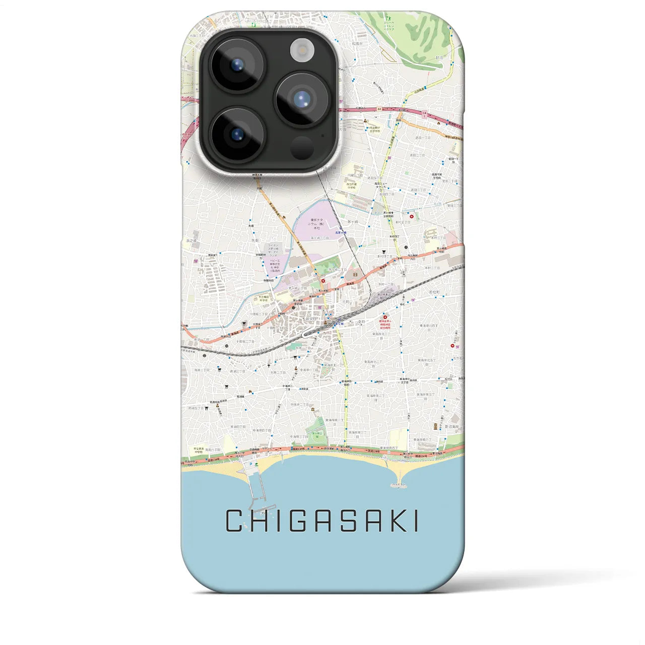 【茅ヶ崎2】地図柄iPhoneケース（バックカバータイプ・ナチュラル）iPhone 15 Pro Max 用