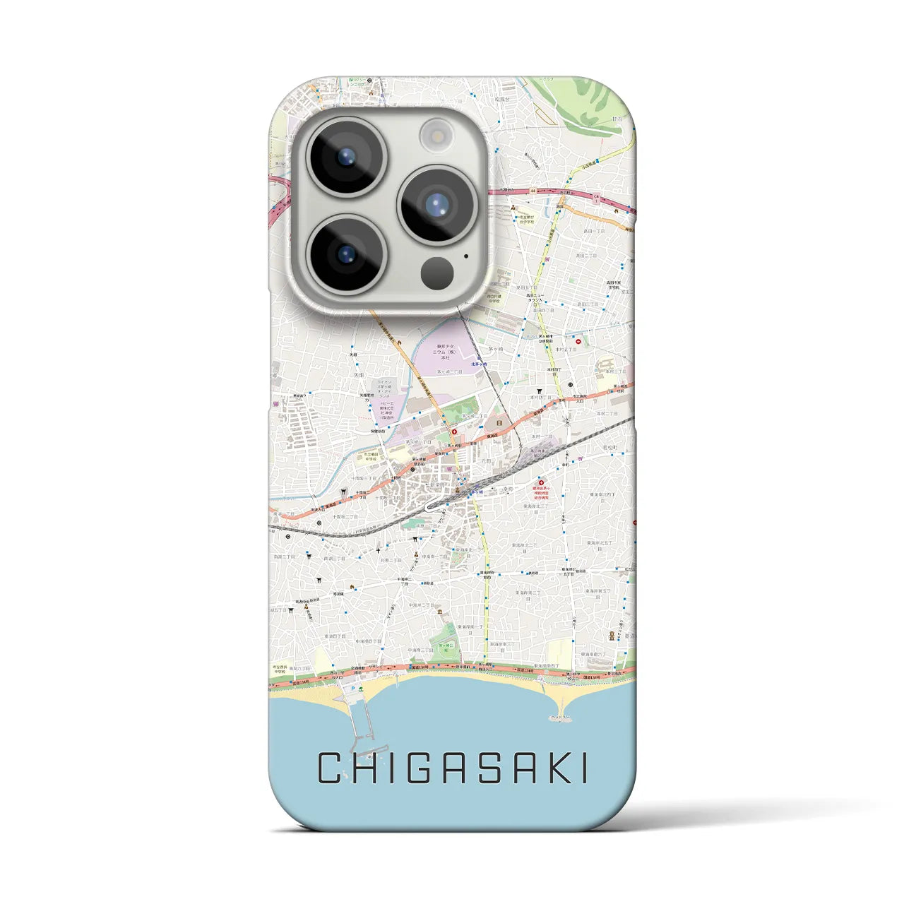【茅ヶ崎2】地図柄iPhoneケース（バックカバータイプ・ナチュラル）iPhone 15 Pro 用