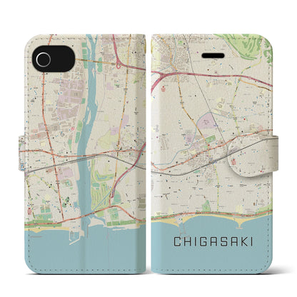 【茅ヶ崎2（神奈川県）】地図柄iPhoneケース（手帳タイプ）ナチュラル・iPhone SE（第3 / 第2世代） / 8 / 7 / 6s / 6 用