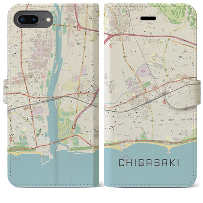 【茅ヶ崎2（神奈川県）】地図柄iPhoneケース（手帳タイプ）ナチュラル・iPhone 8Plus /7Plus / 6sPlus / 6Plus 用