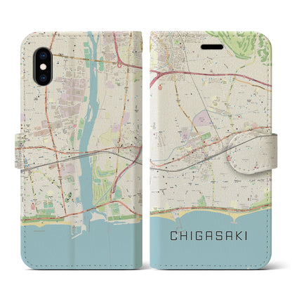 【茅ヶ崎2（神奈川県）】地図柄iPhoneケース（手帳タイプ）ナチュラル・iPhone XS / X 用