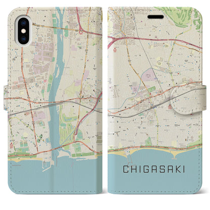 【茅ヶ崎2（神奈川県）】地図柄iPhoneケース（手帳タイプ）ナチュラル・iPhone XS Max 用