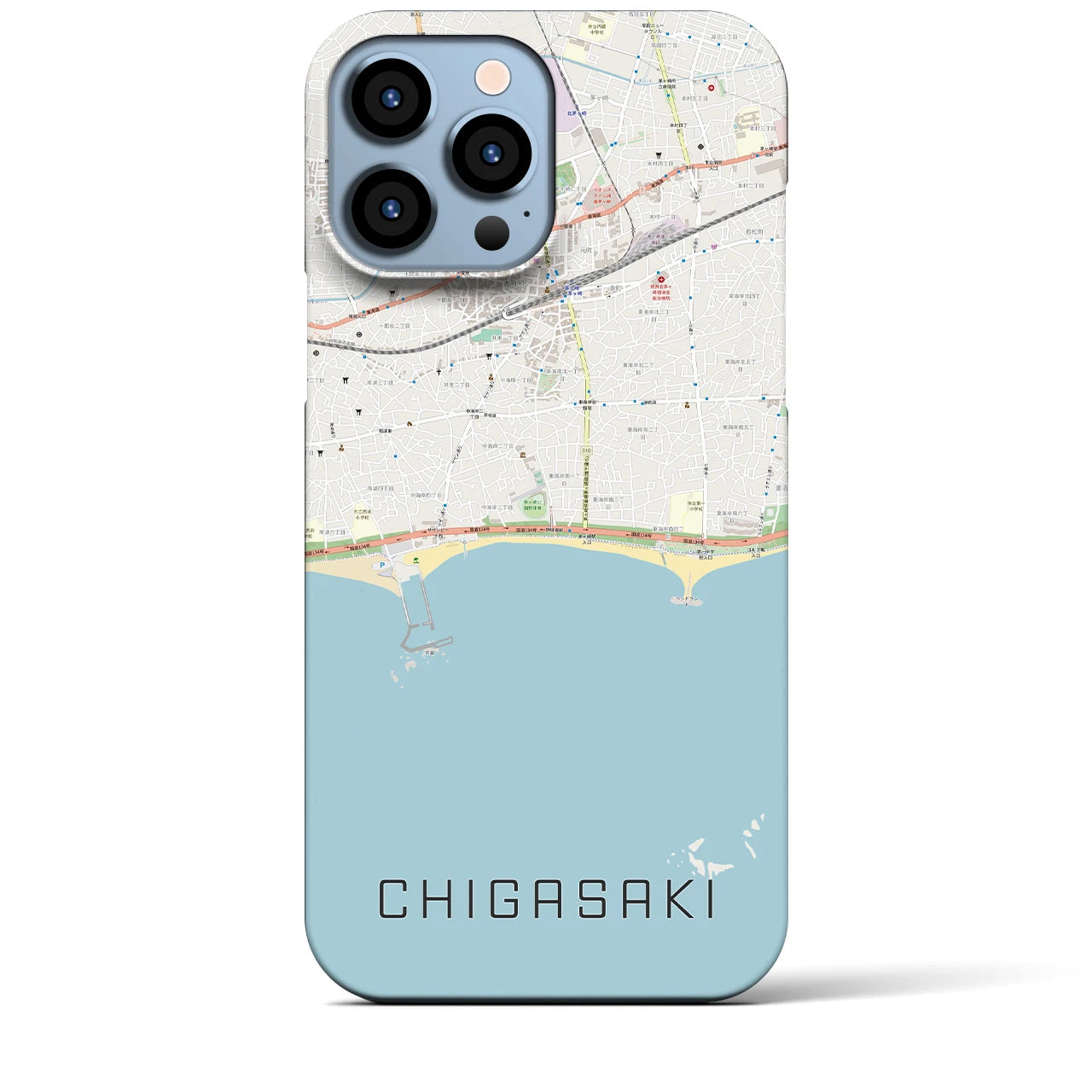 【茅ヶ崎】地図柄iPhoneケース（バックカバータイプ・ナチュラル）iPhone 13 Pro Max 用