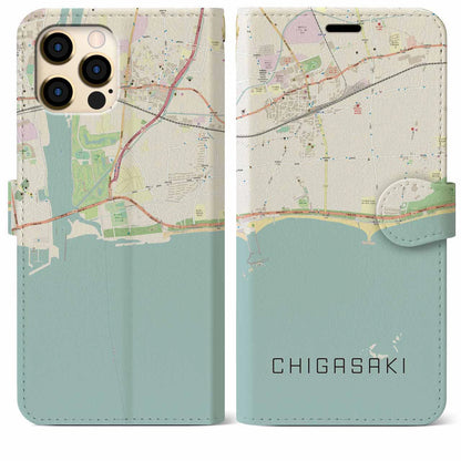 【茅ヶ崎（神奈川県）】地図柄iPhoneケース（手帳タイプ）ナチュラル・iPhone 12 Pro Max 用