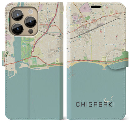 【茅ヶ崎（神奈川県）】地図柄iPhoneケース（手帳タイプ）ナチュラル・iPhone 14 Pro Max 用
