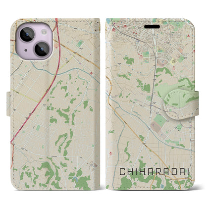 【ちはら台（千葉県）】地図柄iPhoneケース（手帳タイプ）ナチュラル・iPhone 14 用