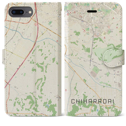 【ちはら台（千葉県）】地図柄iPhoneケース（手帳タイプ）ナチュラル・iPhone 8Plus /7Plus / 6sPlus / 6Plus 用