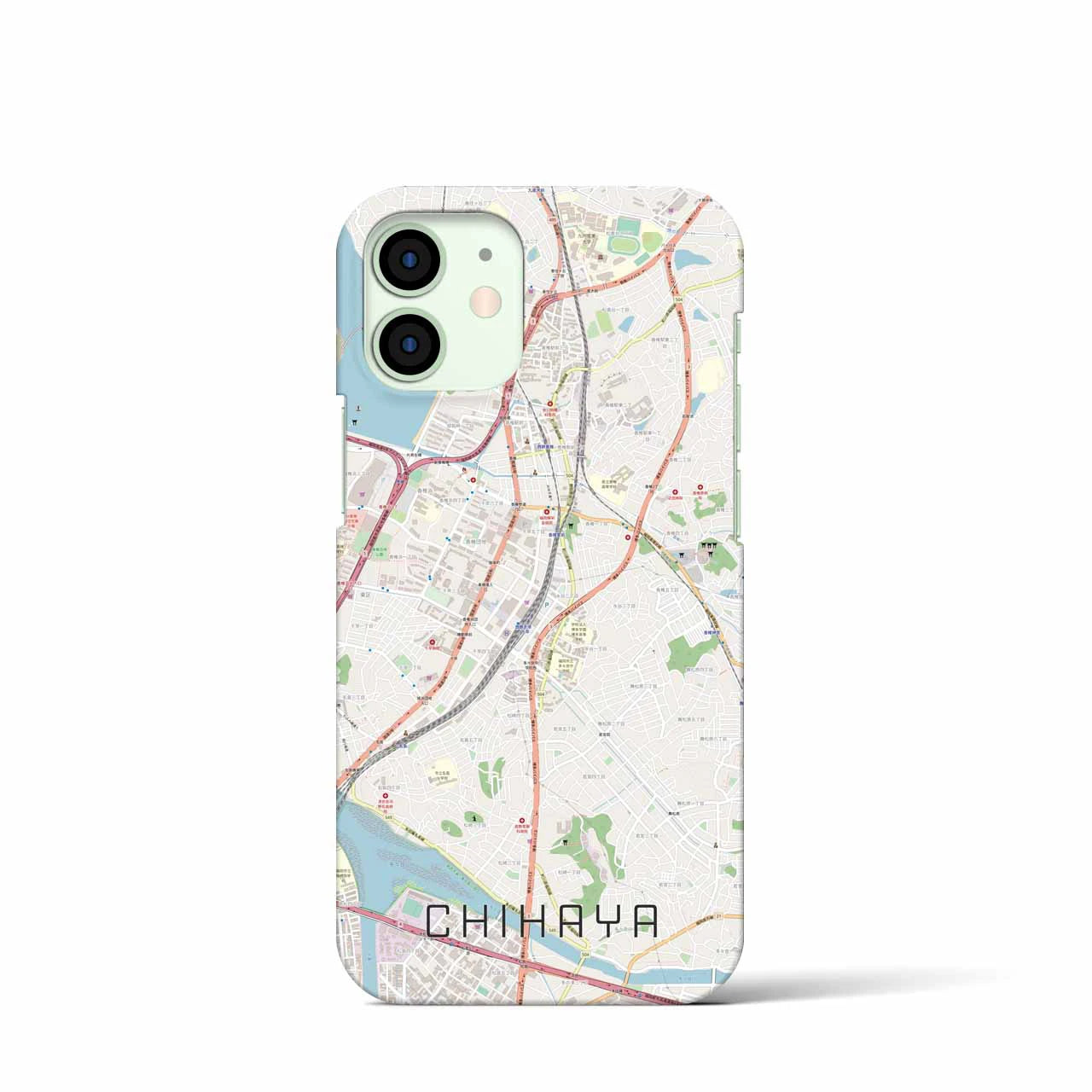 【千早】地図柄iPhoneケース（バックカバータイプ・ナチュラル）iPhone 12 mini 用