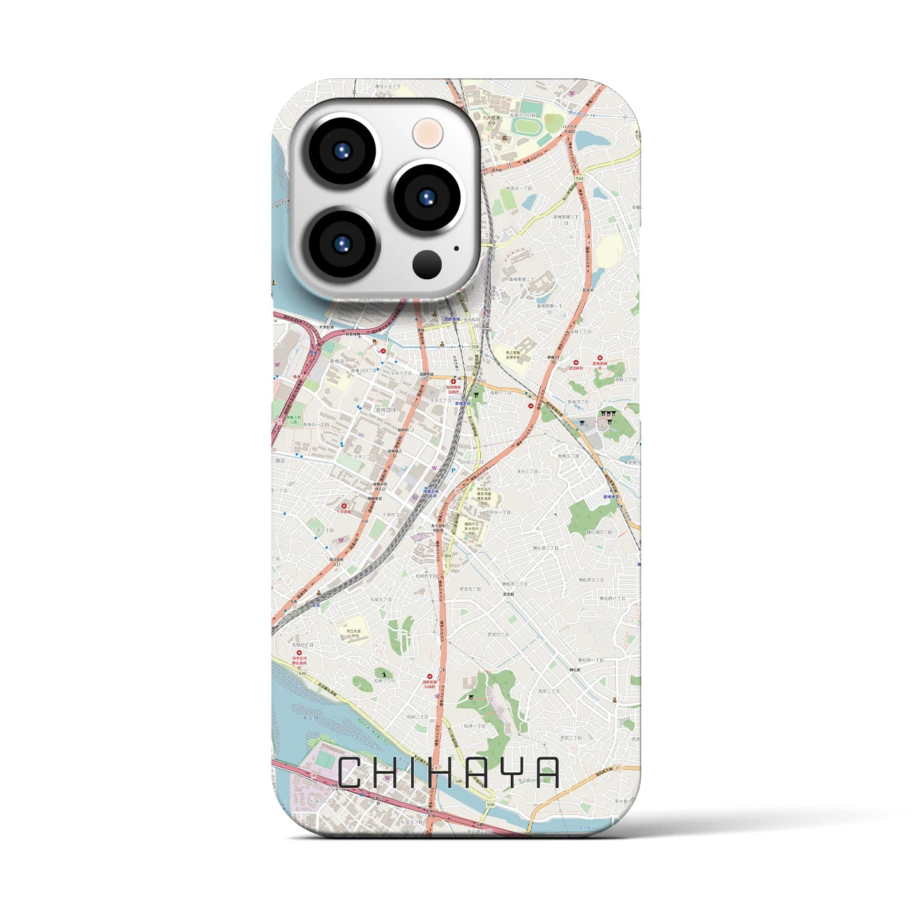 【千早】地図柄iPhoneケース（バックカバータイプ・ナチュラル）iPhone 13 Pro 用