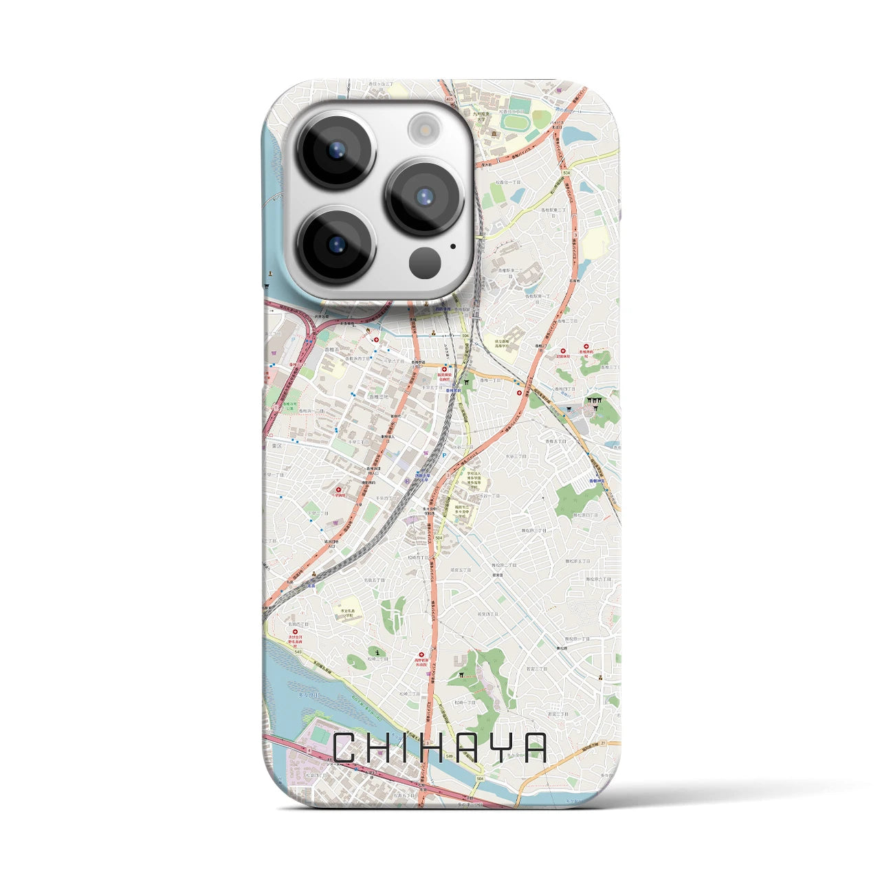 【千早】地図柄iPhoneケース（バックカバータイプ・ナチュラル）iPhone 14 Pro 用