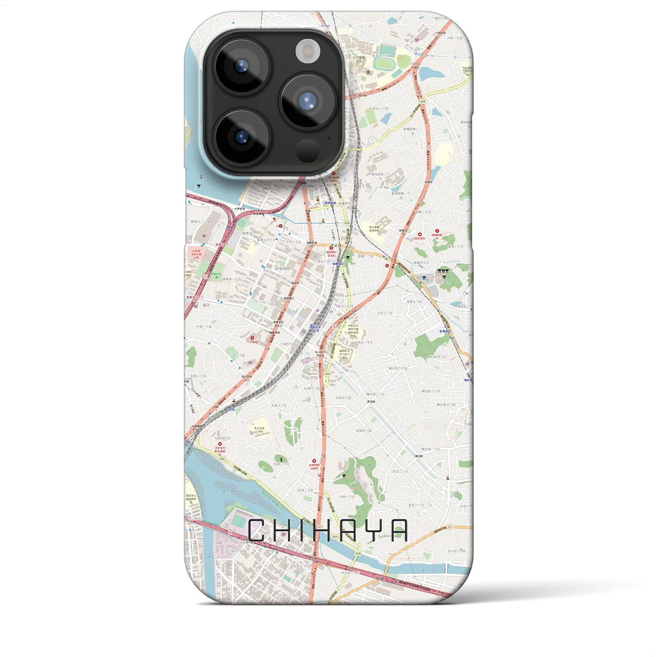 【千早】地図柄iPhoneケース（バックカバータイプ・ナチュラル）iPhone 15 Pro Max 用