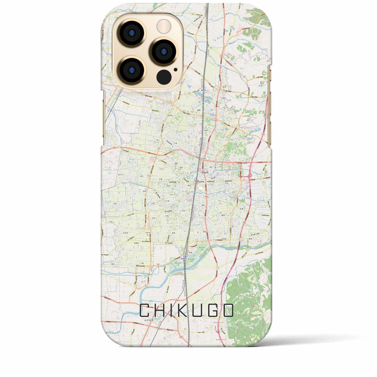 【筑後】地図柄iPhoneケース（バックカバータイプ・ナチュラル）iPhone 12 Pro Max 用