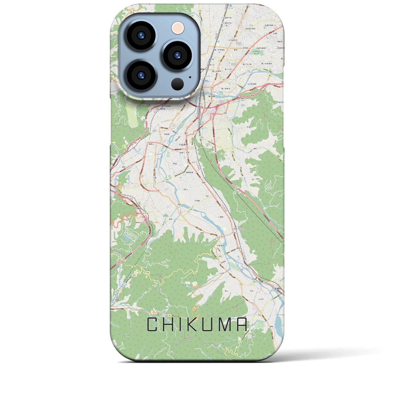 【千曲】地図柄iPhoneケース（バックカバータイプ・ナチュラル）iPhone 13 Pro Max 用