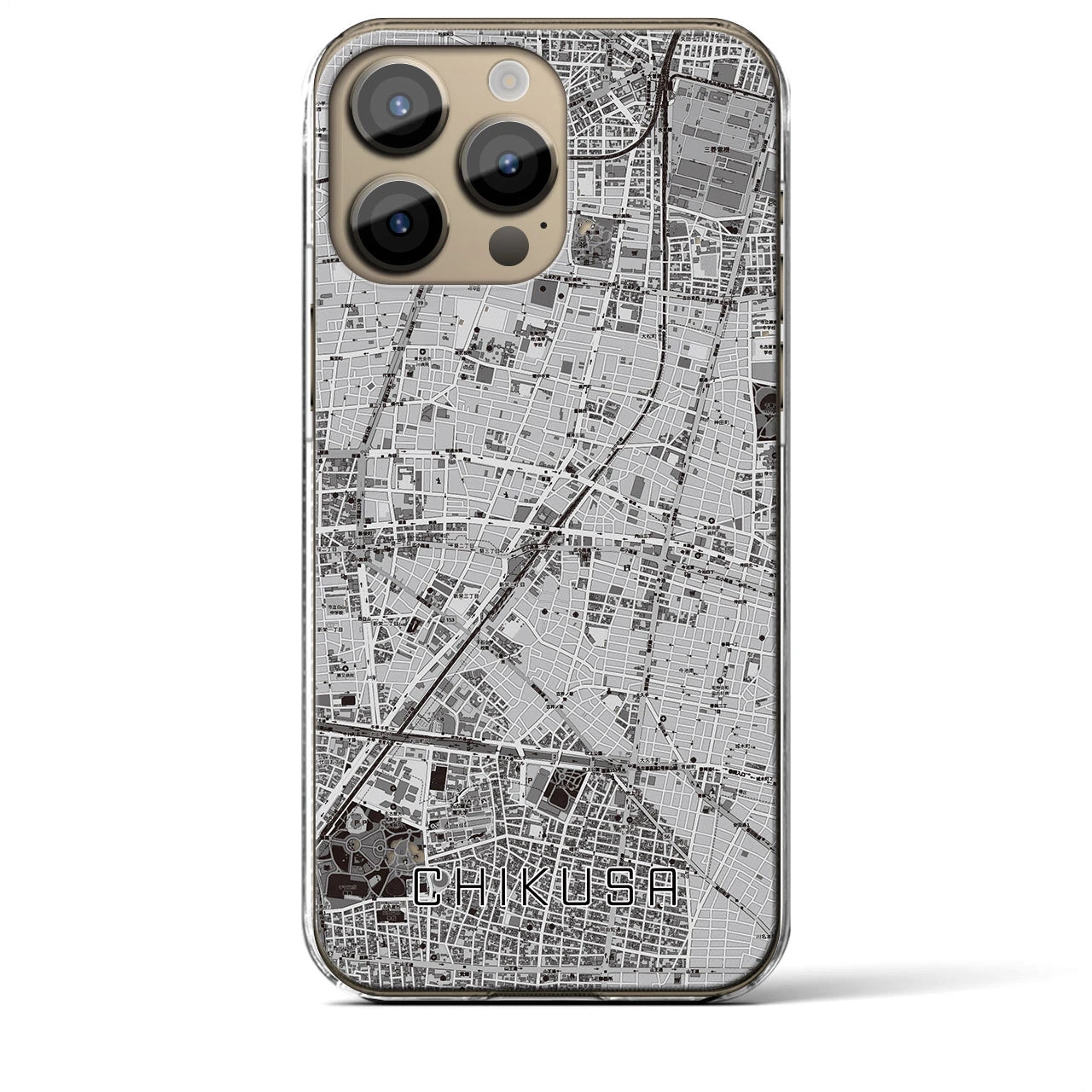 【千種】地図柄iPhoneケース（クリアタイプ・モノトーン）iPhone 14 Pro Max 用