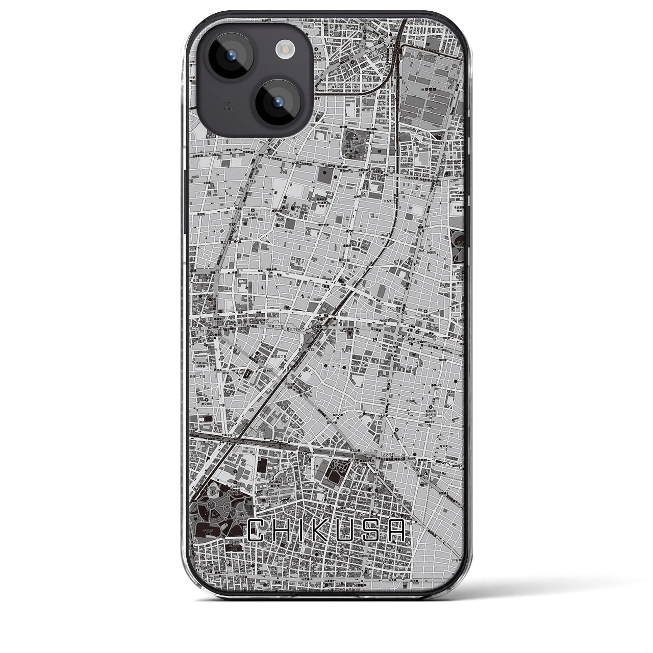 【千種】地図柄iPhoneケース（クリアタイプ・モノトーン）iPhone 14 Plus 用
