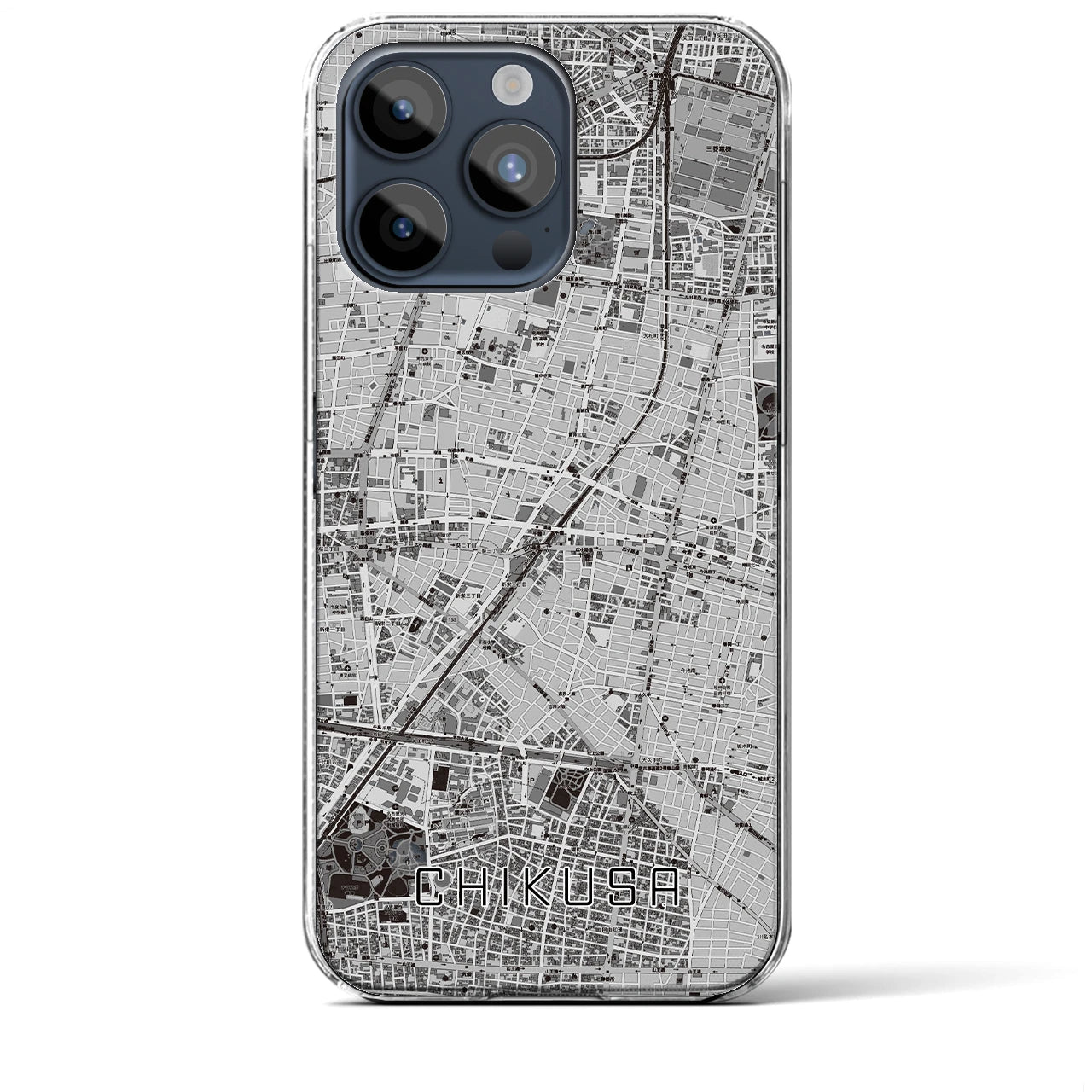 【千種】地図柄iPhoneケース（クリアタイプ・モノトーン）iPhone 15 Pro Max 用