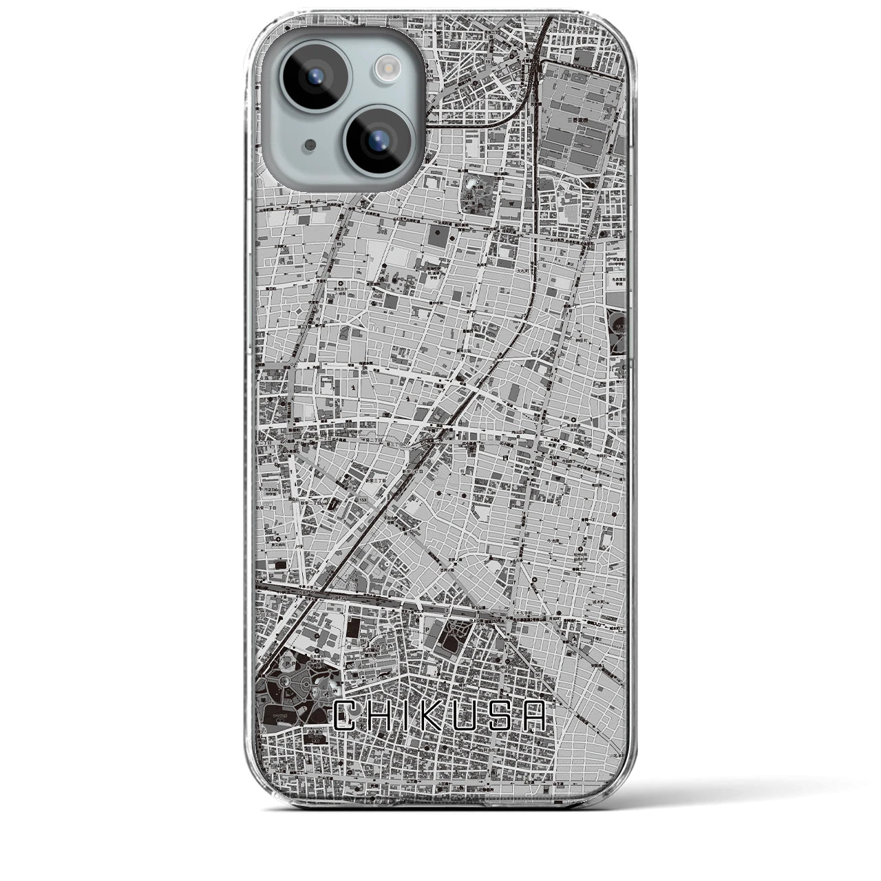 【千種】地図柄iPhoneケース（クリアタイプ・モノトーン）iPhone 15 Plus 用