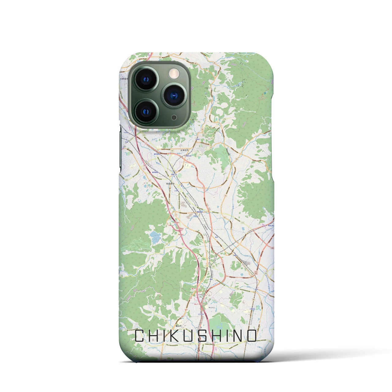 【筑紫野】地図柄iPhoneケース（バックカバータイプ・ナチュラル）iPhone 11 Pro 用