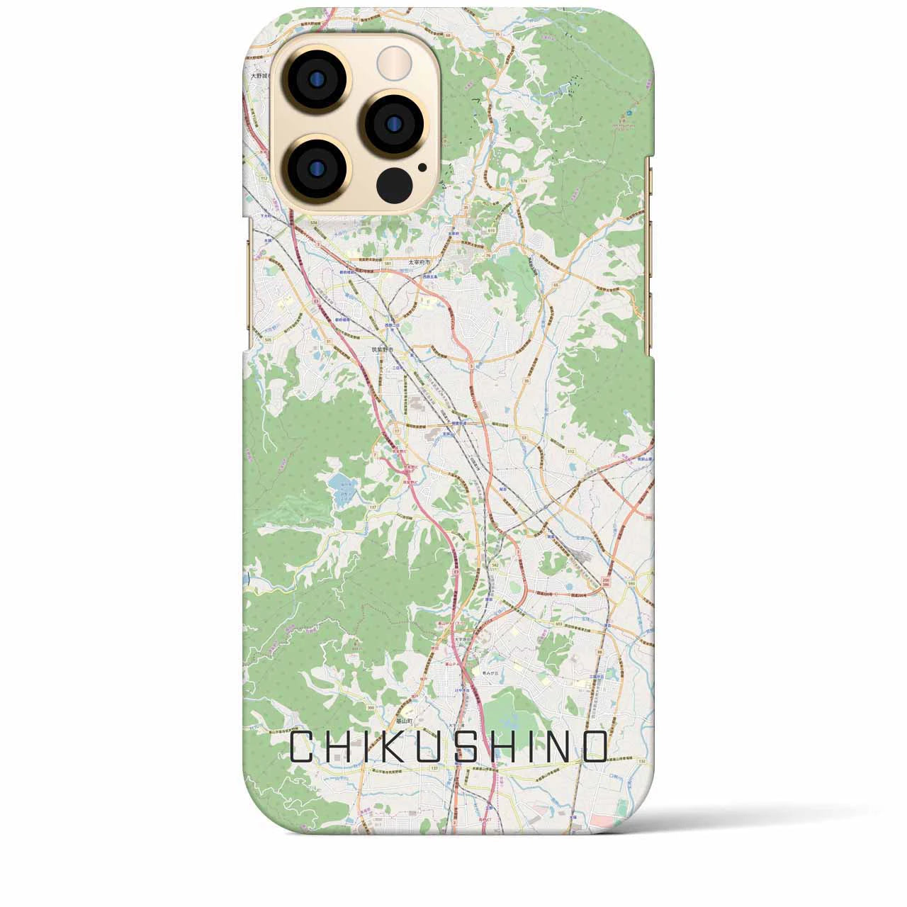 【筑紫野】地図柄iPhoneケース（バックカバータイプ・ナチュラル）iPhone 12 Pro Max 用