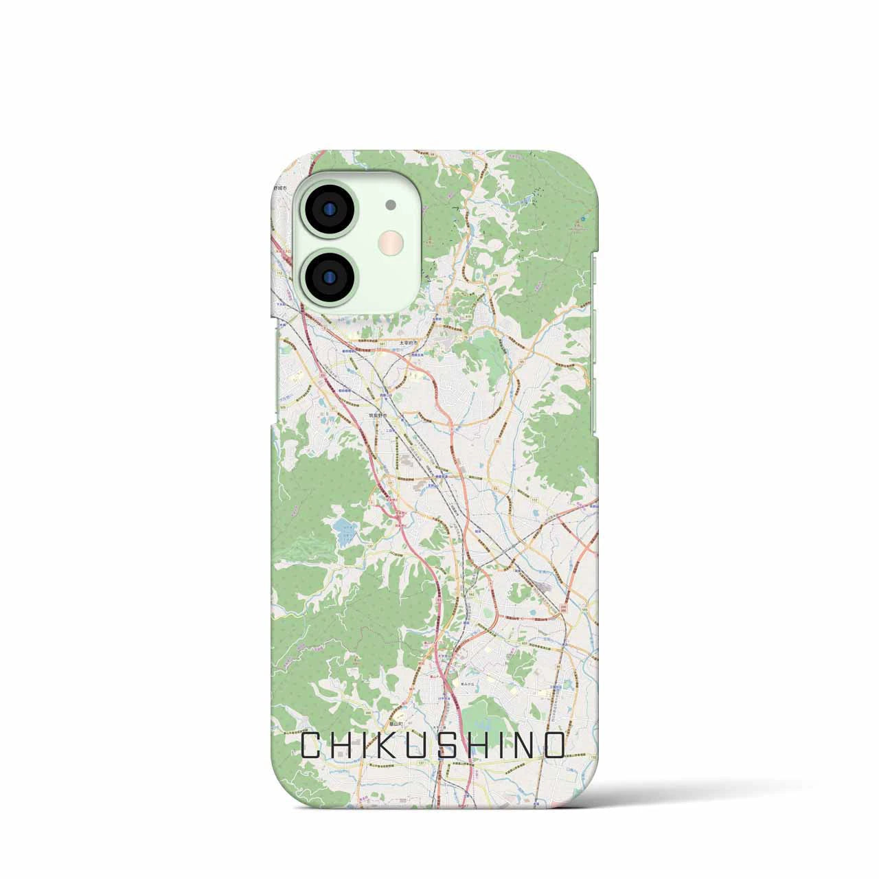 【筑紫野】地図柄iPhoneケース（バックカバータイプ・ナチュラル）iPhone 12 mini 用