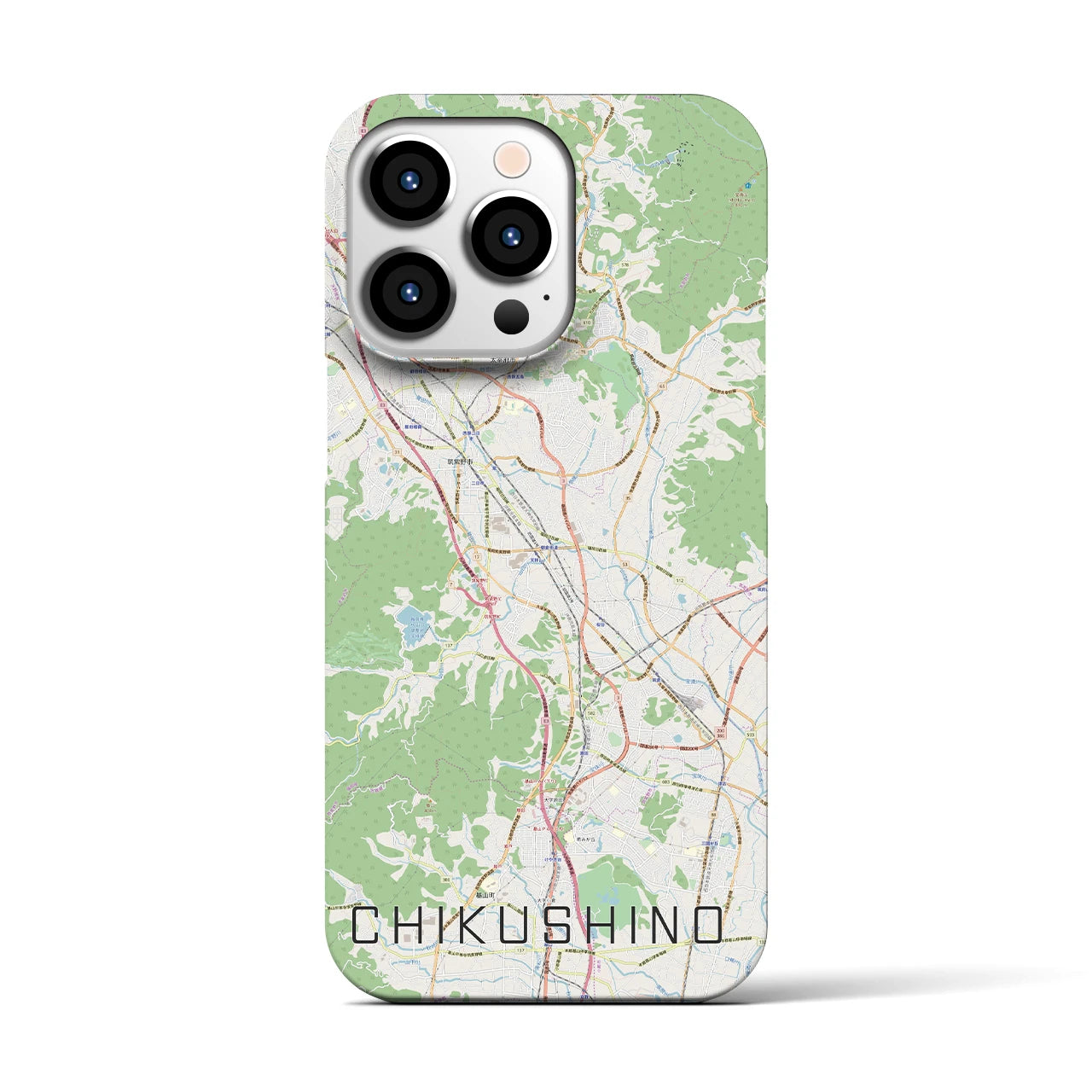 【筑紫野】地図柄iPhoneケース（バックカバータイプ・ナチュラル）iPhone 13 Pro 用