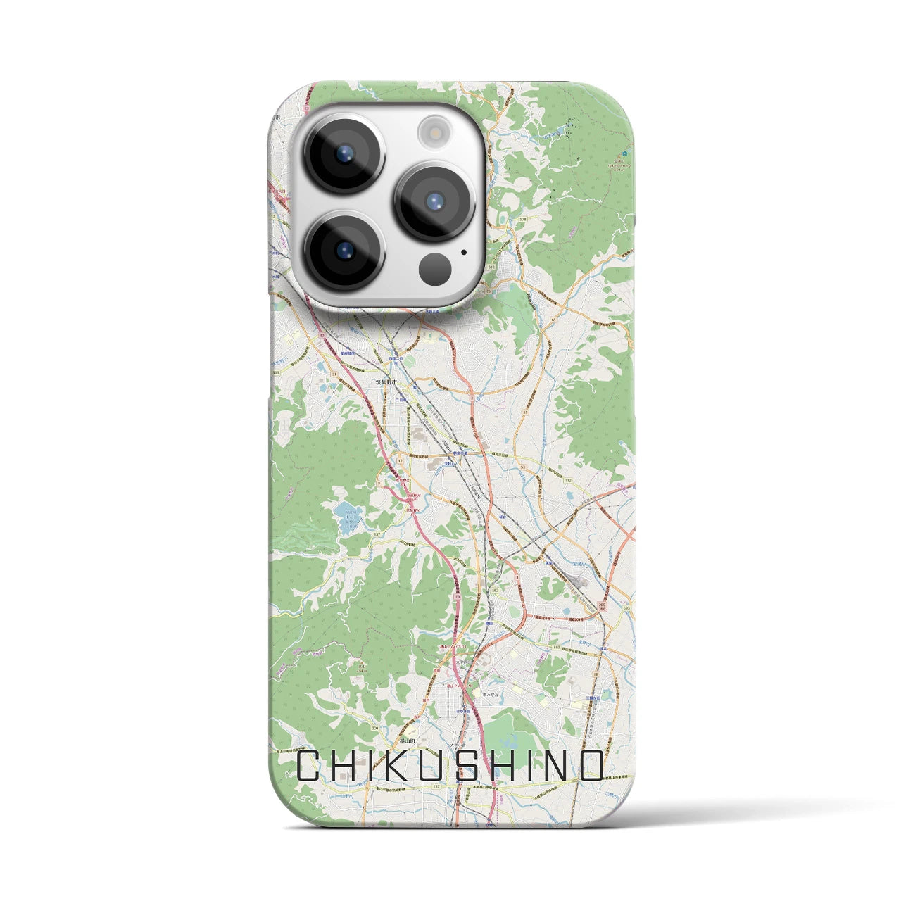 【筑紫野】地図柄iPhoneケース（バックカバータイプ・ナチュラル）iPhone 14 Pro 用