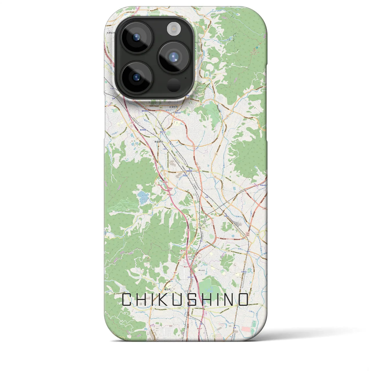 【筑紫野】地図柄iPhoneケース（バックカバータイプ・ナチュラル）iPhone 15 Pro Max 用