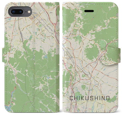 【筑紫野（福岡県）】地図柄iPhoneケース（手帳タイプ）ナチュラル・iPhone 8Plus /7Plus / 6sPlus / 6Plus 用