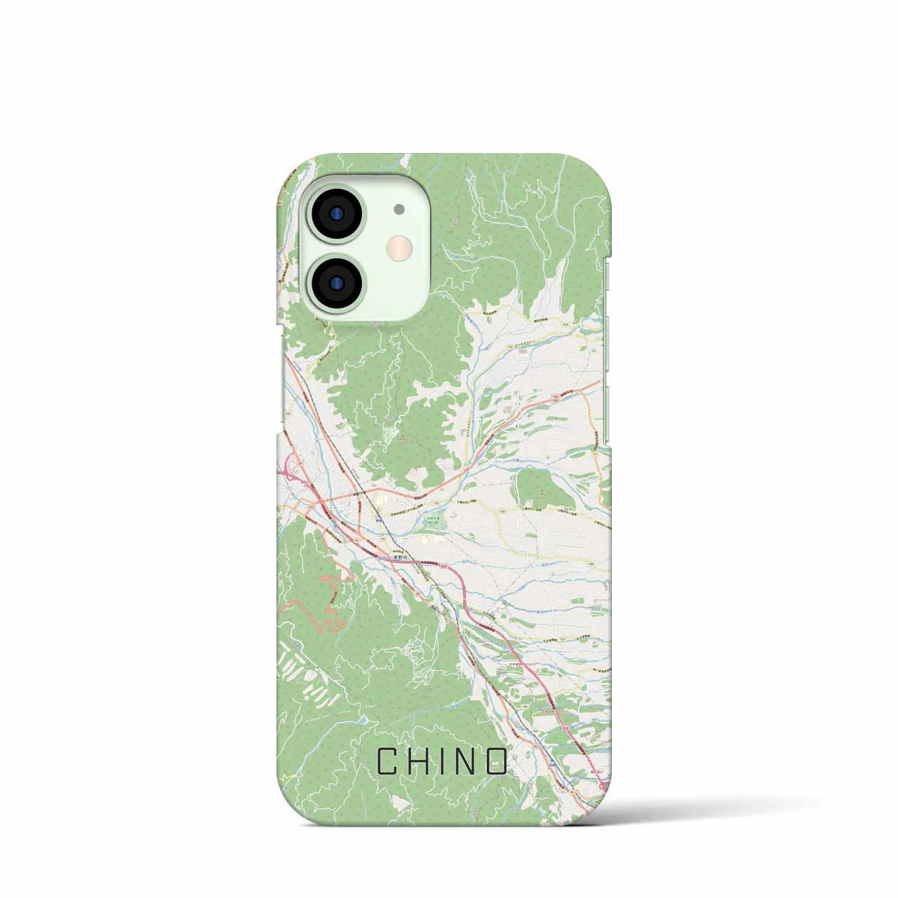 【茅野】地図柄iPhoneケース（バックカバータイプ・ナチュラル）iPhone 12 mini 用