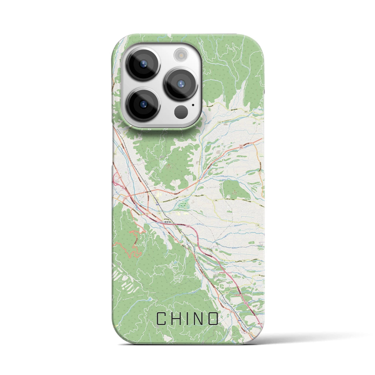 【茅野】地図柄iPhoneケース（バックカバータイプ・ナチュラル）iPhone 14 Pro 用