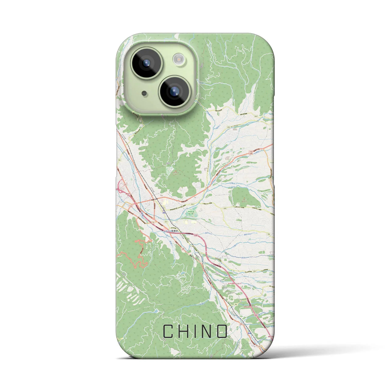 【茅野】地図柄iPhoneケース（バックカバータイプ・ナチュラル）iPhone 15 用