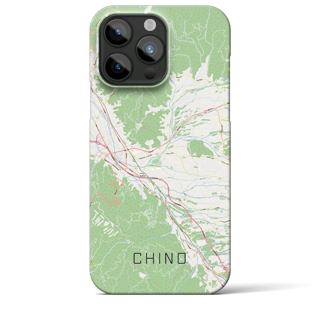 【茅野】地図柄iPhoneケース（バックカバータイプ・ナチュラル）iPhone 15 Pro Max 用