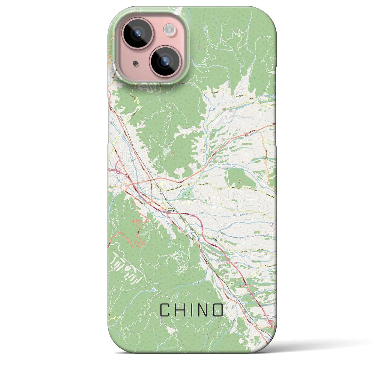 【茅野】地図柄iPhoneケース（バックカバータイプ・ナチュラル）iPhone 15 Plus 用