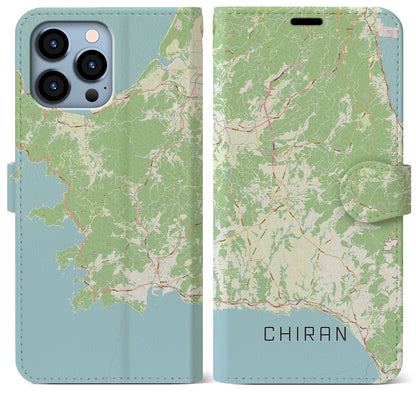 【知覧（鹿児島県）】地図柄iPhoneケース（手帳タイプ）ナチュラル・iPhone 13 Pro Max 用