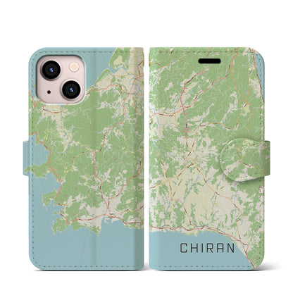 【知覧（鹿児島県）】地図柄iPhoneケース（手帳タイプ）ナチュラル・iPhone 13 mini 用