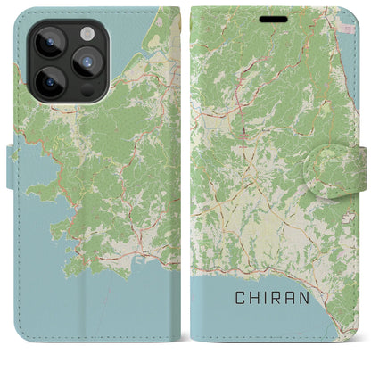 【知覧（鹿児島県）】地図柄iPhoneケース（手帳タイプ）ナチュラル・iPhone 15 Pro Max 用