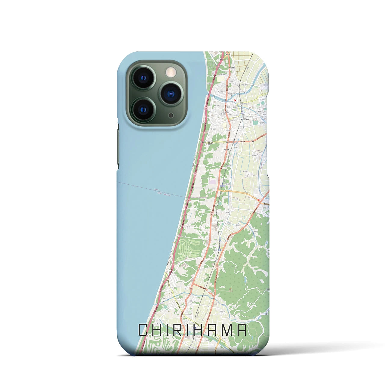 【千里浜】地図柄iPhoneケース（バックカバータイプ・ナチュラル）iPhone 11 Pro 用