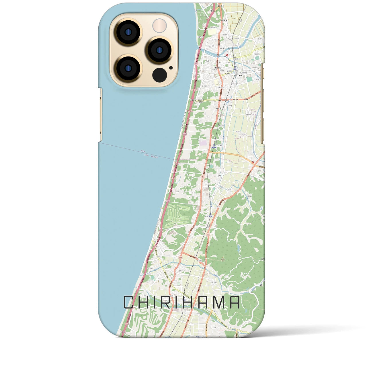 【千里浜】地図柄iPhoneケース（バックカバータイプ・ナチュラル）iPhone 12 Pro Max 用