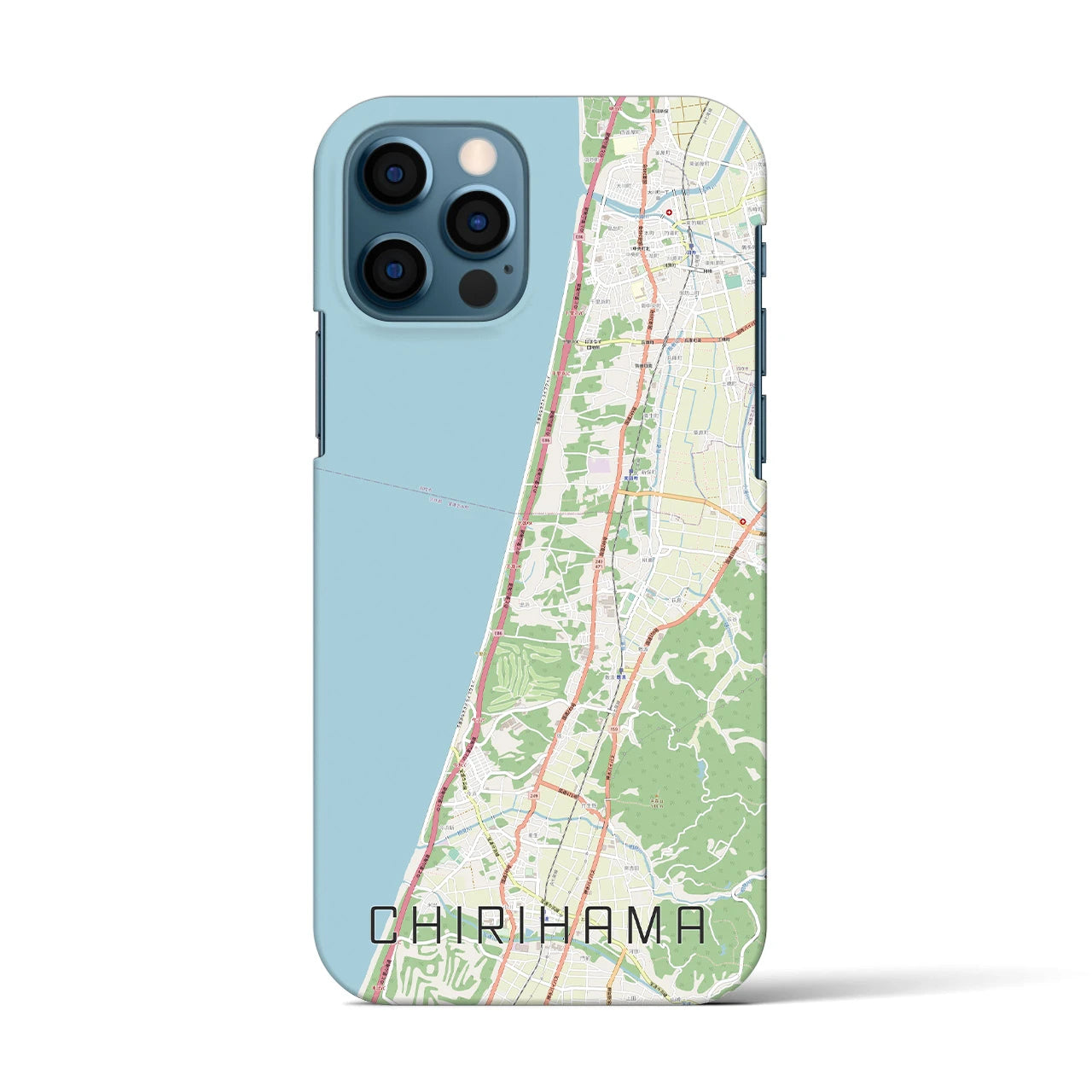 【千里浜】地図柄iPhoneケース（バックカバータイプ・ナチュラル）iPhone 12 / 12 Pro 用