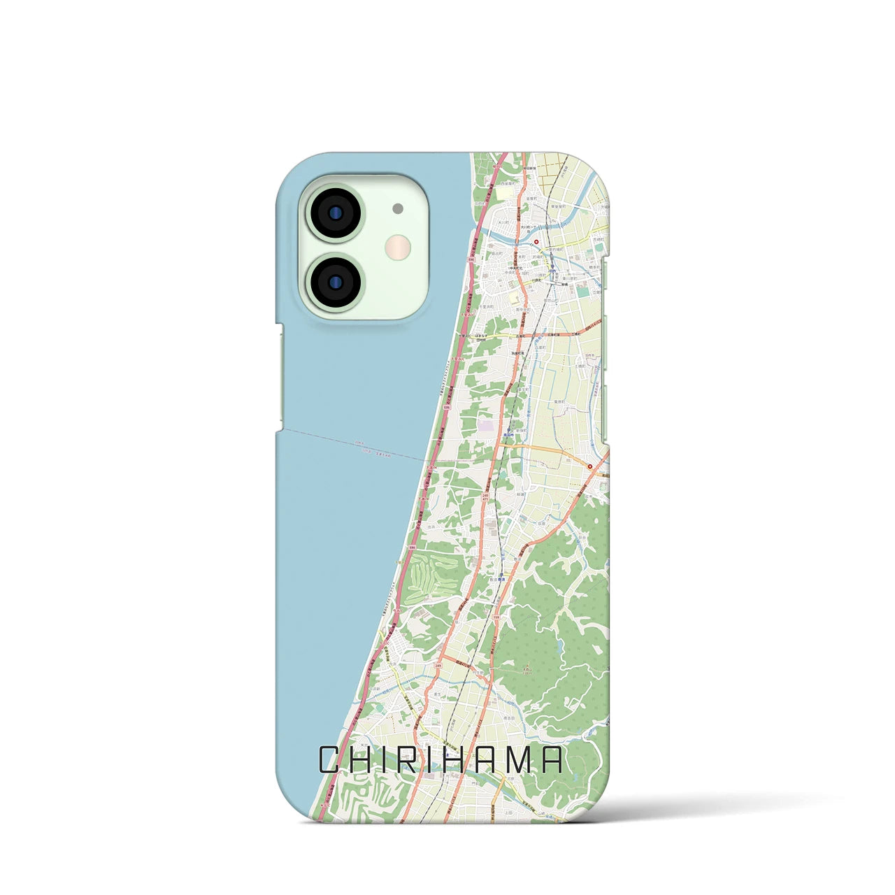 【千里浜】地図柄iPhoneケース（バックカバータイプ・ナチュラル）iPhone 12 mini 用