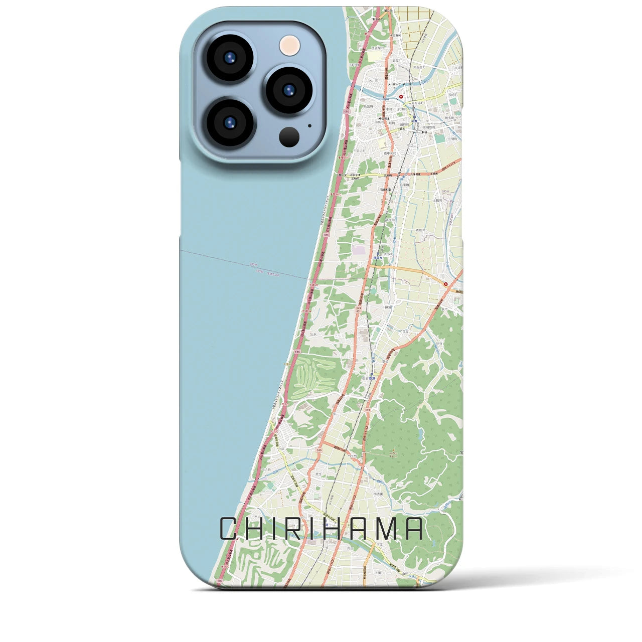 【千里浜】地図柄iPhoneケース（バックカバータイプ・ナチュラル）iPhone 13 Pro Max 用