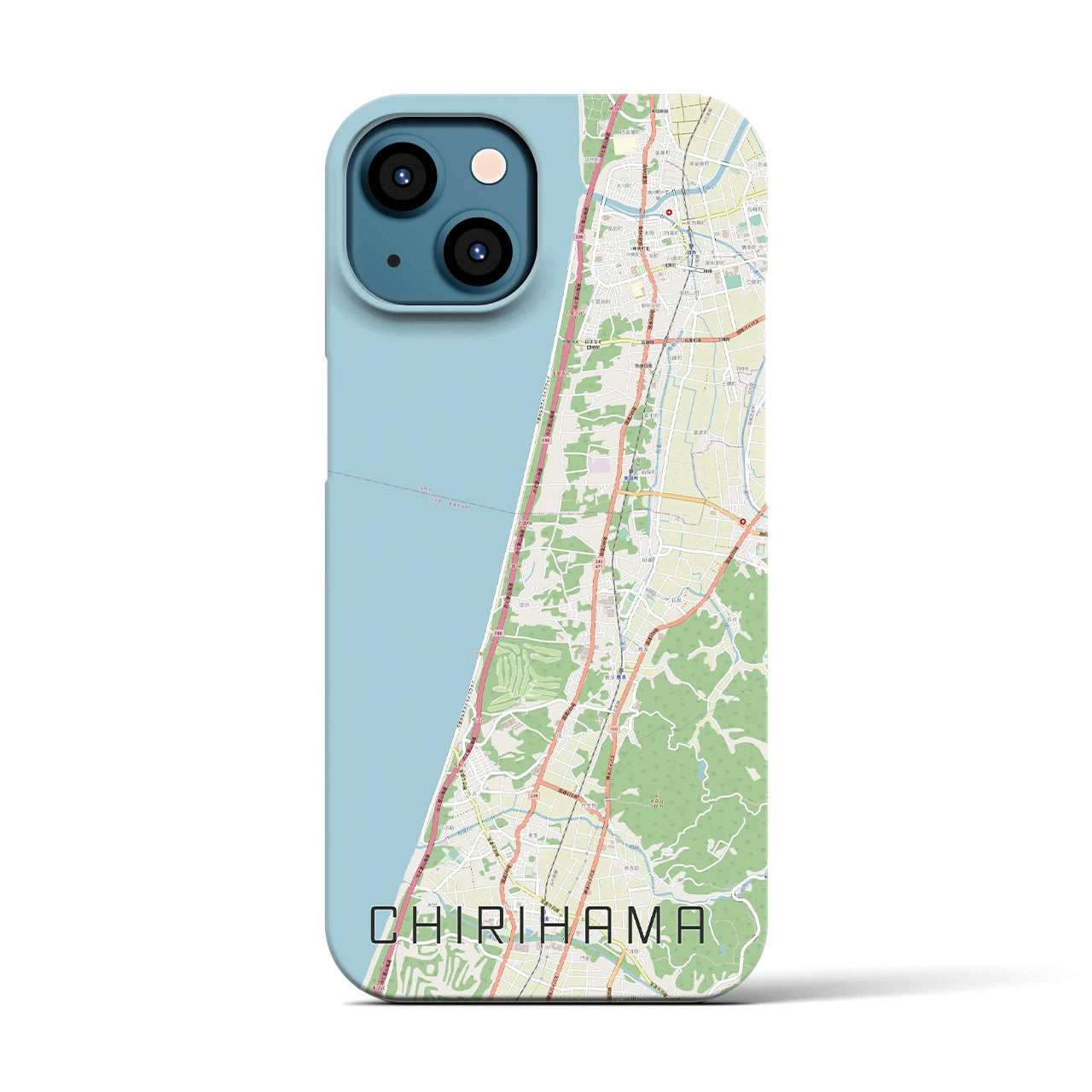 【千里浜】地図柄iPhoneケース（バックカバータイプ・ナチュラル）iPhone 13 用