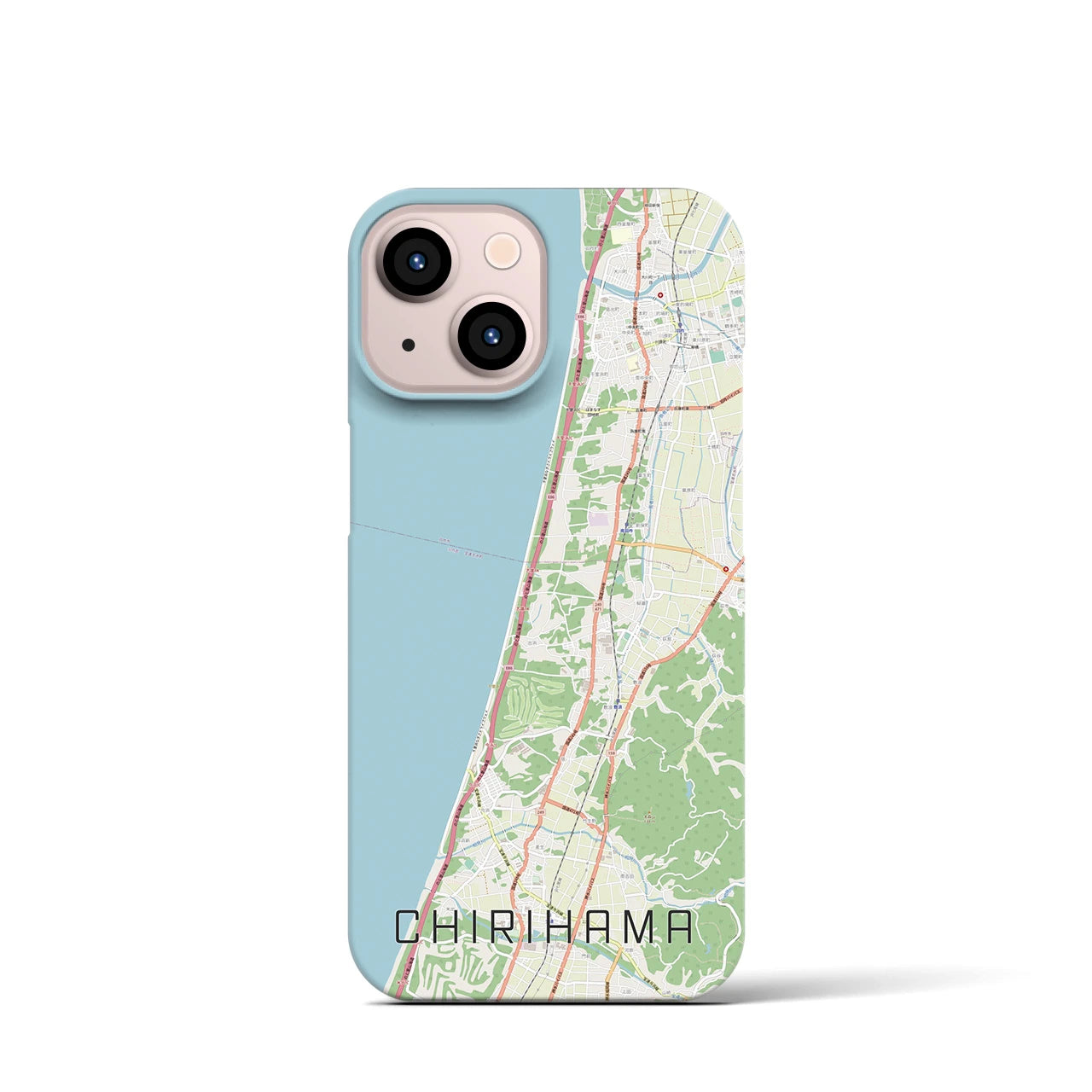 【千里浜】地図柄iPhoneケース（バックカバータイプ・ナチュラル）iPhone 13 mini 用