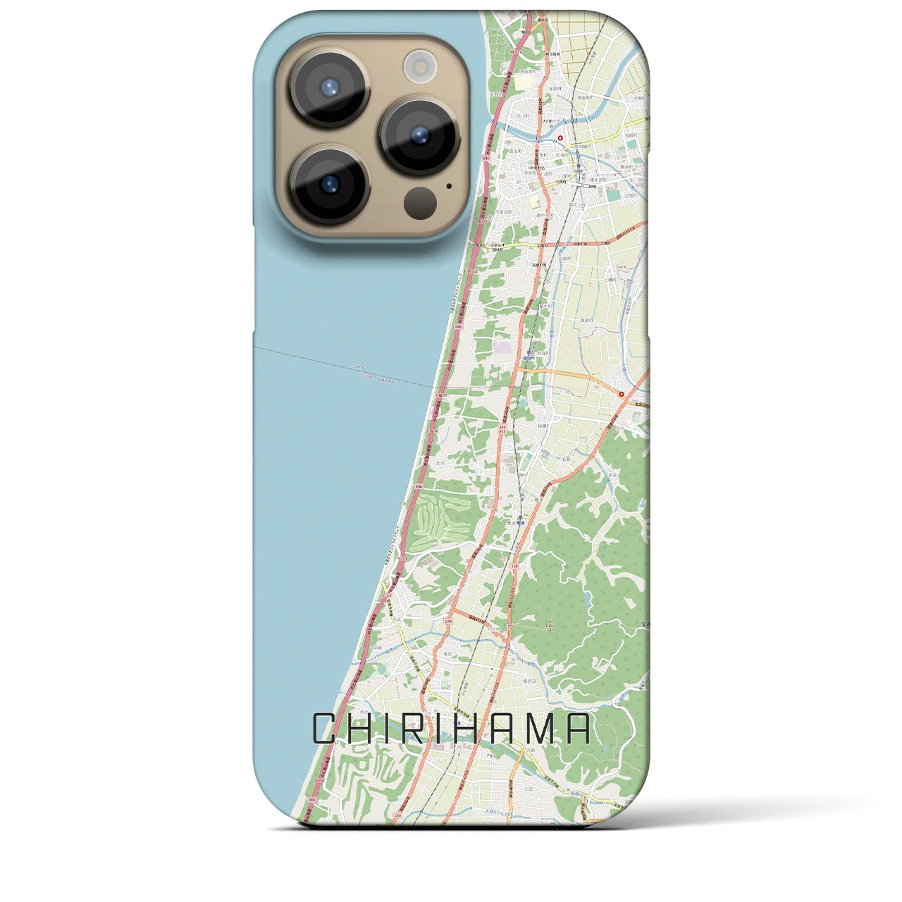 【千里浜】地図柄iPhoneケース（バックカバータイプ・ナチュラル）iPhone 14 Pro Max 用