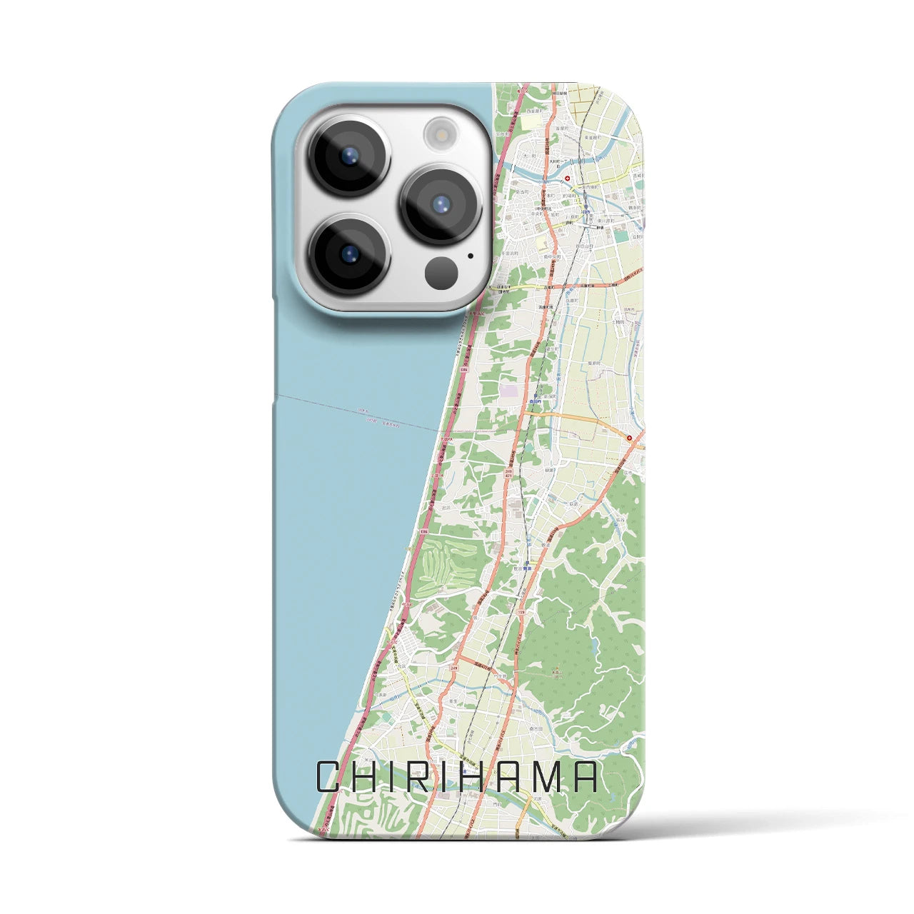 【千里浜】地図柄iPhoneケース（バックカバータイプ・ナチュラル）iPhone 14 Pro 用