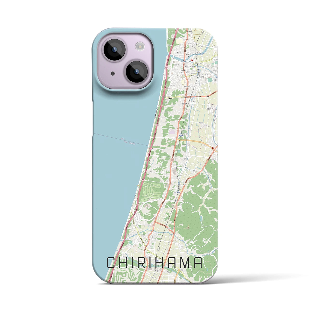 【千里浜】地図柄iPhoneケース（バックカバータイプ・ナチュラル）iPhone 14 用